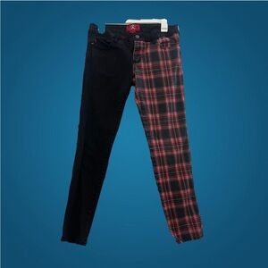 Royal Bones Split Leg Plaid Skinny Jeans